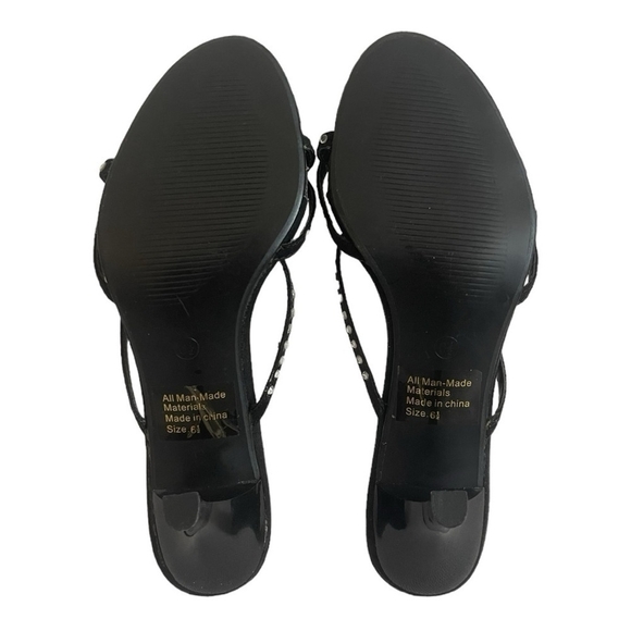 Vintage Marichi Mani Black Silver Rhinestone Leatherette Slip-On Heels Size 6.5 - Picture 5 of 5